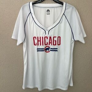 Women’s Plus Size Majestic Chicago Cubs MLB Baseball Jersey V Neck TShirt, 2XL